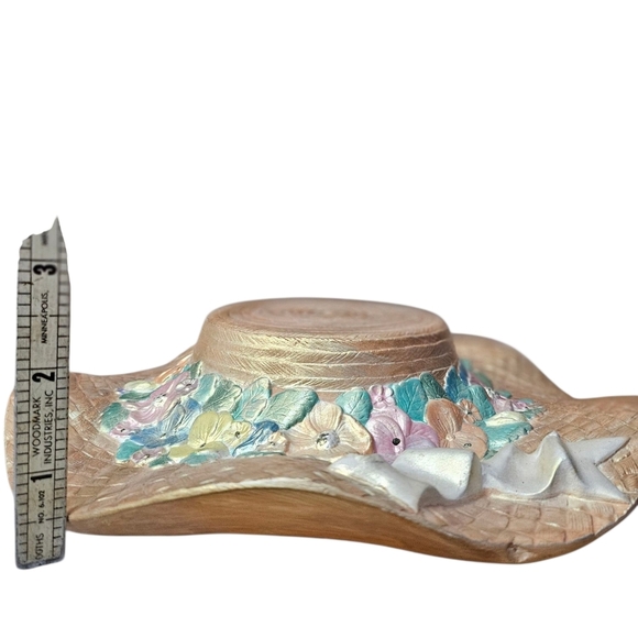 1984 Dona's Molds Ceramic Straw Hat Floral Flowers - Picture 2 of 7
